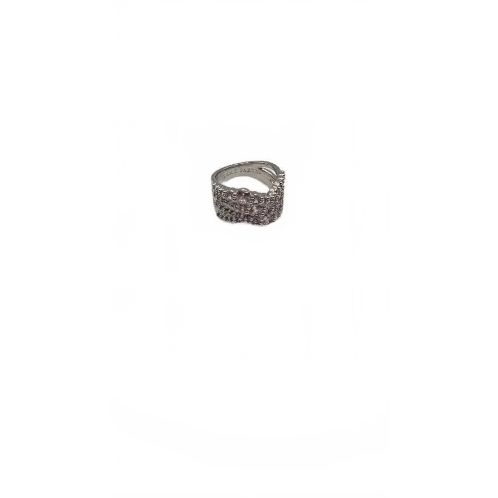Silver Tone Multi-Row Crystal Accent Ring Size 6 - Picture 1 of 9